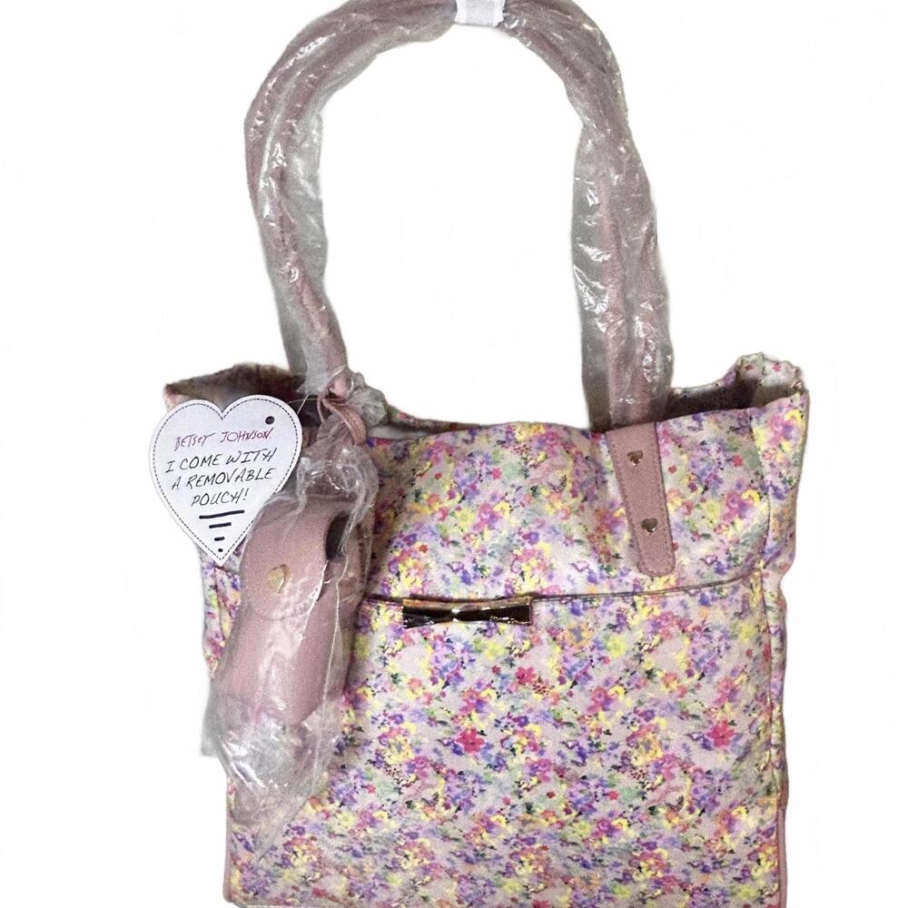 Betsey Johnson Floral Tote Bag with Removable Pouch
